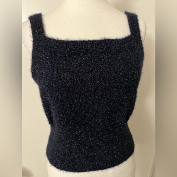 House Of Harlow 1960 Navy Shimmer Cropped Tank Sweater Medium Excellent Cond - Picture 3 of 5